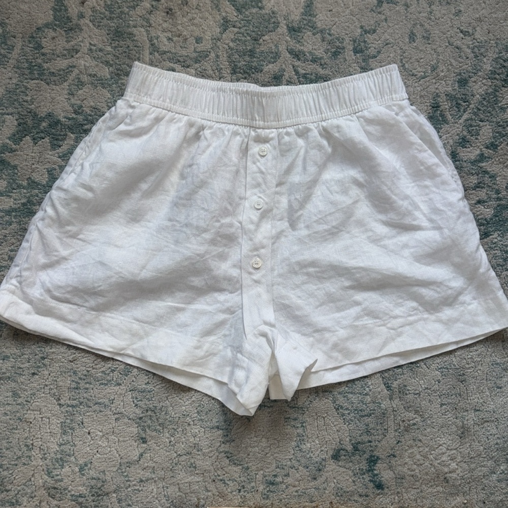 Reformation white linen boxer shorts size small